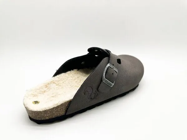 thies Vegane thies ® Eco Bio Warm Clogs aus rec. PET mit Kork-Tieffussbett, Charcoal (grau), – Produktbild 4 von 4
