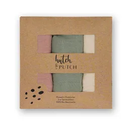 Hutch&Putch Hutch&Putch 3er-Set Musselin-Mulltuch aus Bio-Baumwolle in 60x60cm • einfarbige Mulltücher – Produktbild 1 von 1