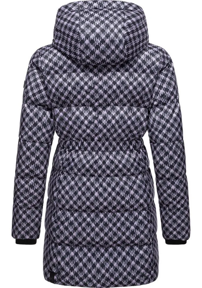 ragwear ragwear Steppmantel Niara Print wasserdichter Mantel mit angesagtem Hahnentritt Muster, Lila, – Produktbild 2 von 4
