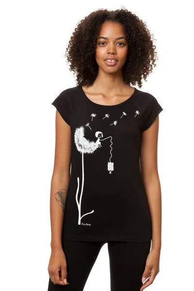 FellHerz FellHerz Damen T-Shirt Pusteblume Bio Fair, Grün, – Produktbild 4 von 4