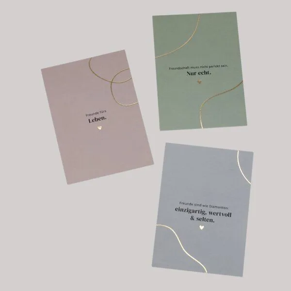 Fines Papeterie Fines Papeterie 3er Postkarten Set FRIENDS mit Sprüchen über Freundschaft * Naturpapier – Produktbild 4 von 4