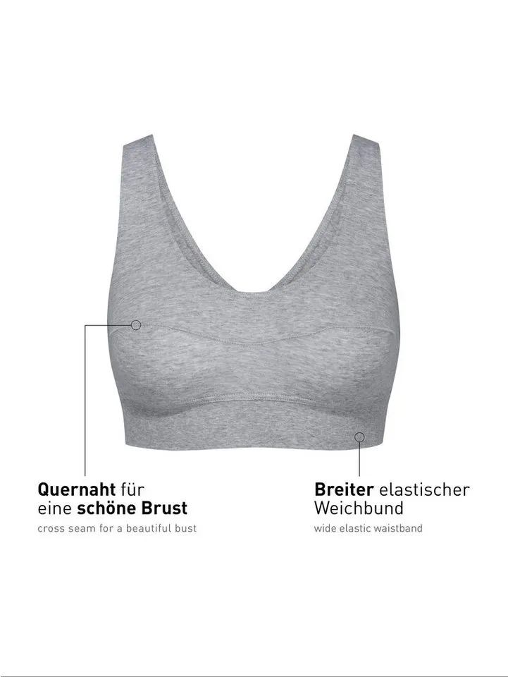 CALIDA CALIDA Bustier Elastic Damen (1-tlg) weicher Softbund, breite Träger und natürlicher Halt, Grau, – Produktbild 2 von 5