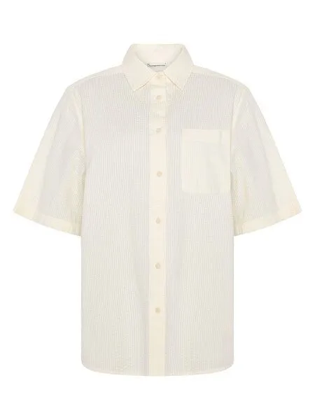 KnowledgeCotton Apparel KnowledgeCotton Apparel Lockere Seersucker-Bluse mit kurzen Ärmeln aus Bio-Baumwolle, Weiß-egret, – Produktbild 3 von 3