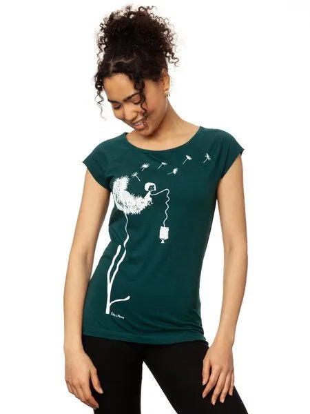 FellHerz FellHerz Damen T-Shirt Pusteblume Bio Fair, Grün, – Produktbild 1 von 4