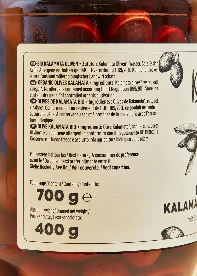 KoRo Schwarze Bio Kalamata Oliven | 6 x 400 g – Produktbild 3 von 5