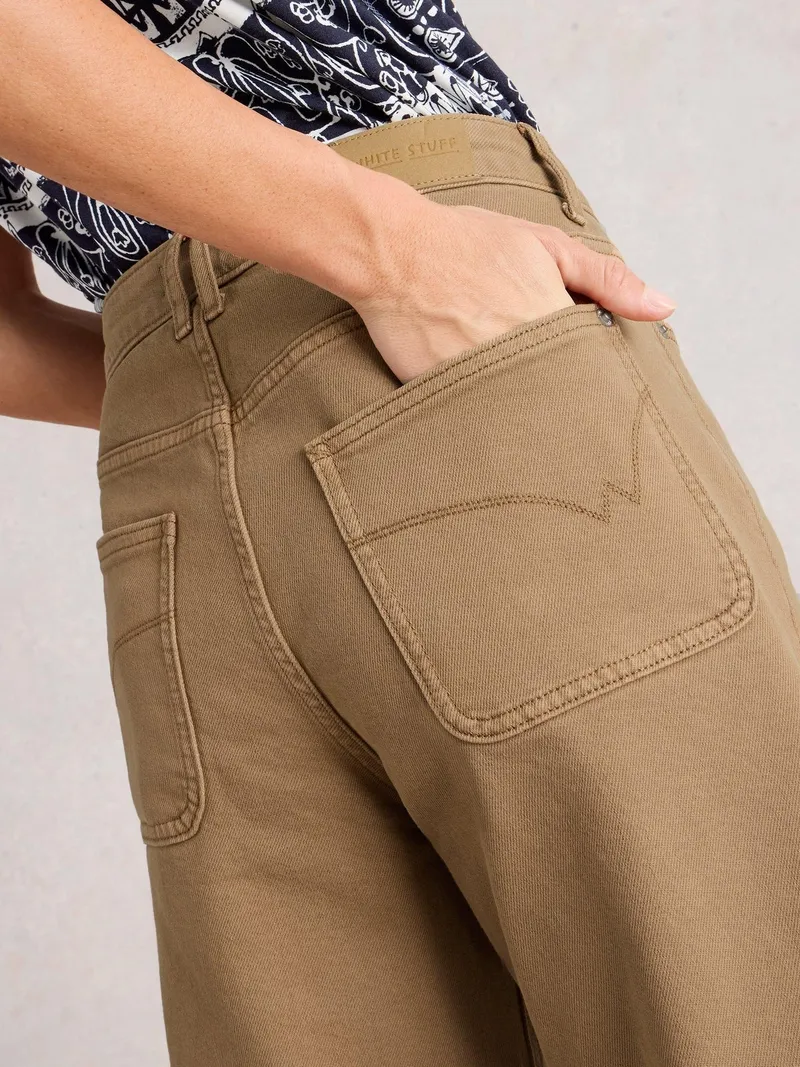 White Stuff 7/8-Jeans Tia mit weitem Bein - 42/R, Mittel tan, – Produktbild 3 von 4