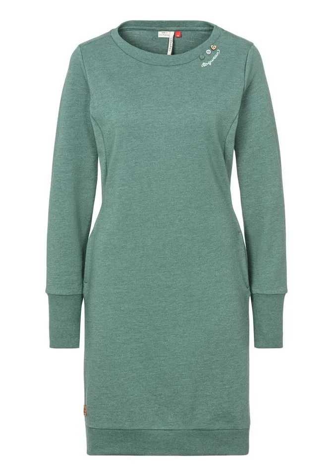 ragwear ragwear Sweatkleid MENITA O mit veganer 3 Knopf-Applikation, Grün, – Produktbild 1 von 5