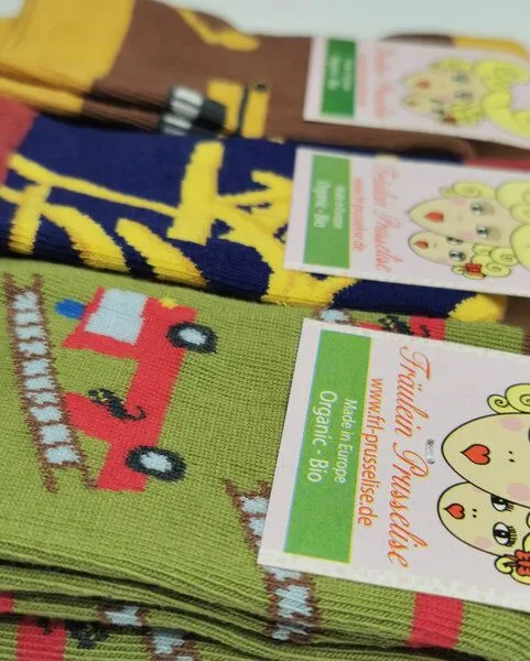 Fräulein Prusselise Fräulein Prusselise 3er spezial Socken Pack Fahrzeuge und Fastfood, Bagger, Feuerwehr und Pommes, bunt, Bunt, – Produktbild 2 von 4