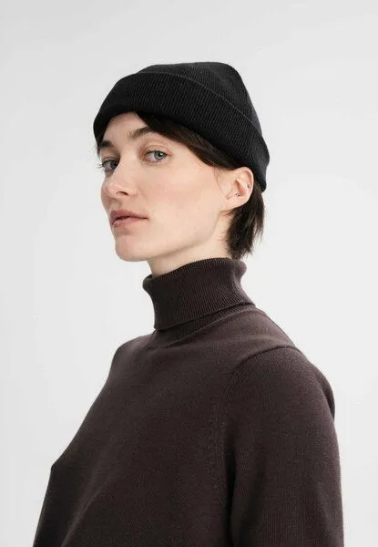 MELA MELA Feinstrick Mütze kurz Style LESH aus 100% Bio-Baumwolle, Schwarz, – Produktbild 4 von 4