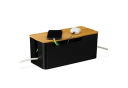 RELAXDAYS RELAXDAYS Kabelbox Schwarze Kabelbox mit Bambusdeckel, (1-tlg) – Produktbild 1 von 1