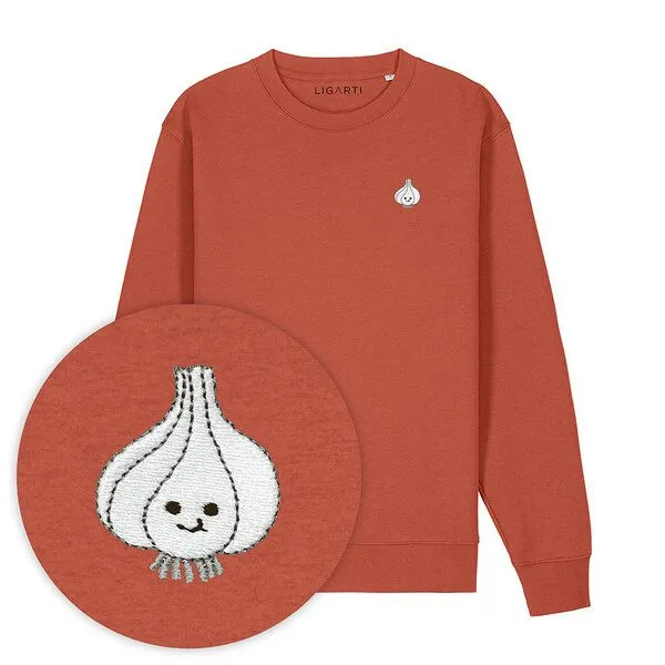 LIGARTI Bestickter Pullover – Knoblauch – LIGARTI Tiermanufaktur, Terracotta, – Produktbild 1 von 3