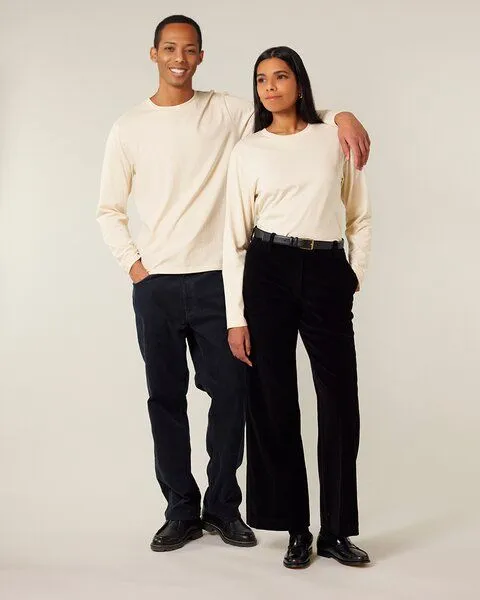 YTWOO YTWOO Basic Unisex Langarmshirt aus 100% Biobaumwolle, Cremeweiß meliert, – Produktbild 2 von 3