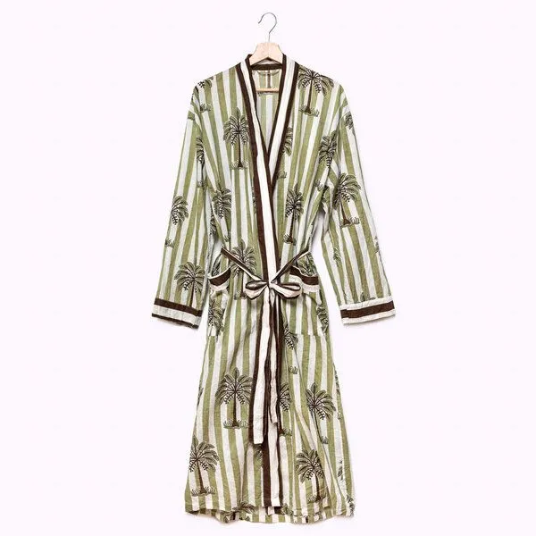 KIKOONI KIKOONI Baumwoll Kimono Cozy K, Olive oasis, – Produktbild 1 von 4