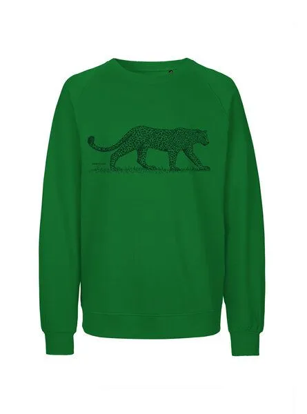 Peaces.bio - handbedruckte Biomode Peaces.bio - handbedruckte Biomode Bio Herren-Sweatshirt Leopard, Grün, – Produktbild 1 von 2