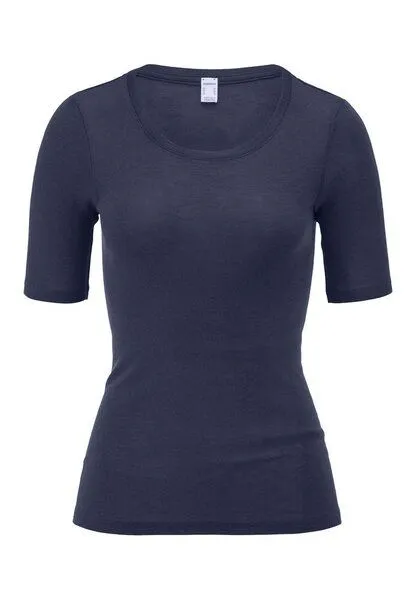 hessnatur hessnatur T-Shirt PURE FUNCTION aus Bio-Merinowolle mit Seide, Graphitblau, – Produktbild 2 von 4