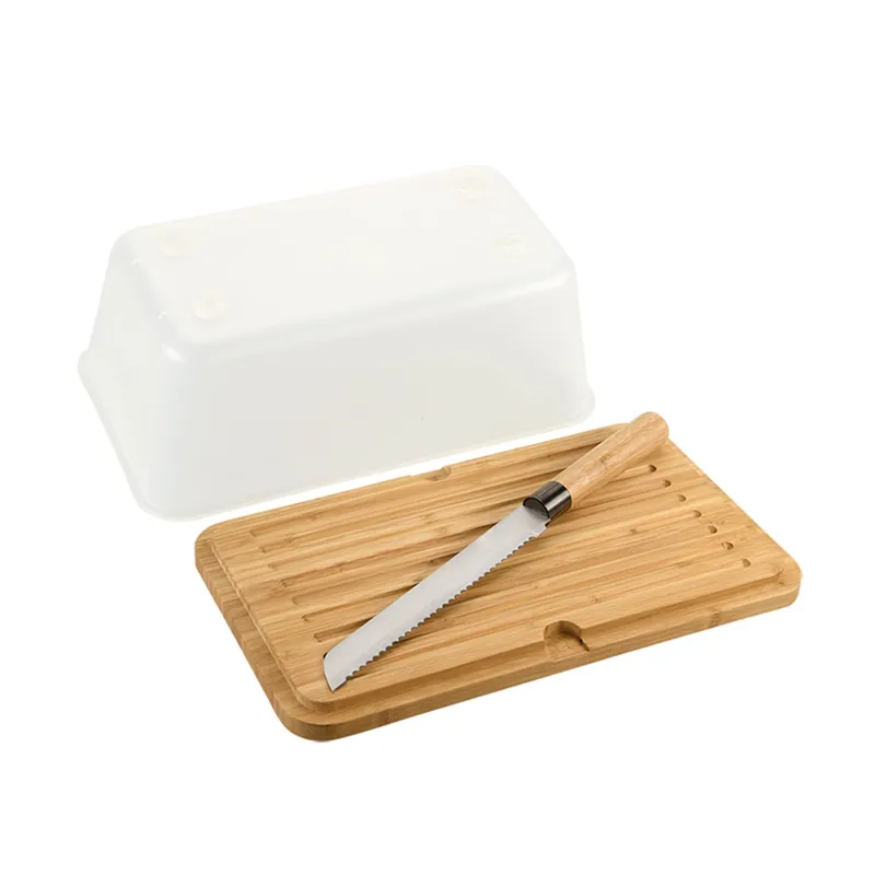 Kesper Brotbox mit Bambus-Schneidebrett und Messer, Transparent, – Produktbild 4 von 4