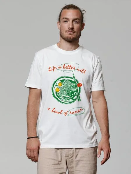 watapparel watapparel T-Shirt Unisex Life is better with ramen, Off white, – Produktbild 1 von 4