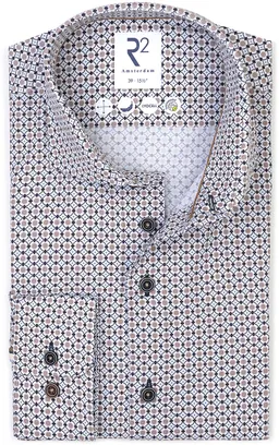 R2 Amsterdam R2 Amsterdam Hemd Poplin Graphical Impression Blau – Produktbild 1 von 1
