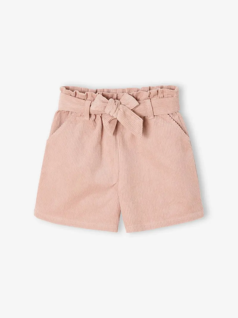 Vertbaudet Mädchen Shorts aus Samt im Paperbag-Stil pudrig, Pudrig rosa, – Produktbild 2 von 4