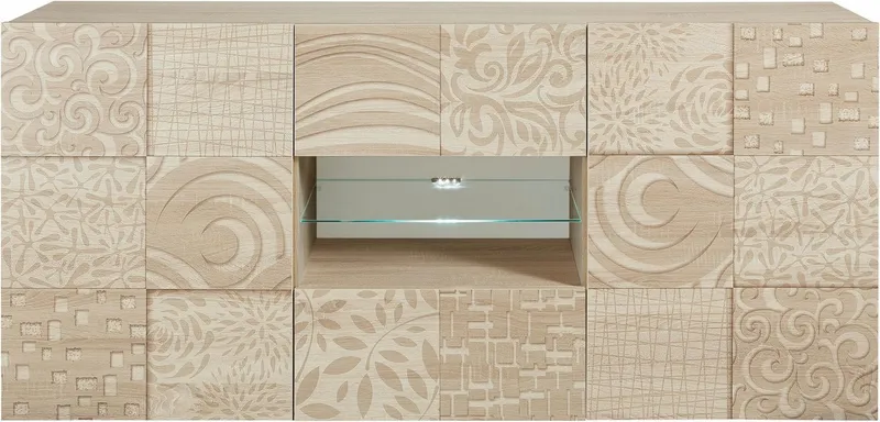 Home affaire Sideboard Miro, Breite 181 cm mit dekorativem Siebdruck, Beige, – Produktbild 6 von 8