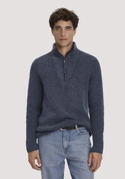 hessnatur hessnatur Double Knit Troyer Regular aus Bio-Baumwolle, Bio-Merinowolle und recycelter Wolle – Produktbild 1 von 1