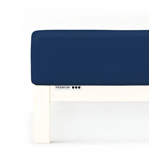 Schlafgut Schlafgut Spannbettlaken Premium - 95% Bio-Makobaumwolle, 5% Elasthan - Matratzenhöhe von 18-35cm, Blue deep, – Produktbild 1 von 7