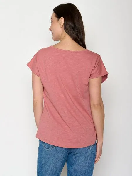 GreenBomb GREENBOMB Mountain Scenery Cool - Lässiges T-Shirt aus Bio-Baumwolle / hochwertiger Print / GOTS / Fair & Vegan, Rosa (dark rose), – Produktbild 4 von 4