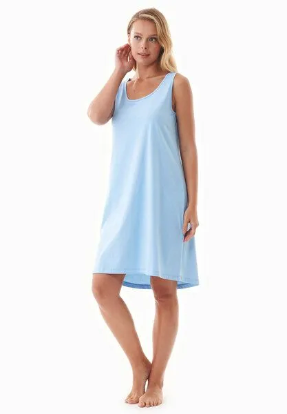 ORGANICATION ORGANICATION DENNIS | Ärmelloses Nachthemd aus Bio-Baumwolle, Light blue, – Produktbild 3 von 4