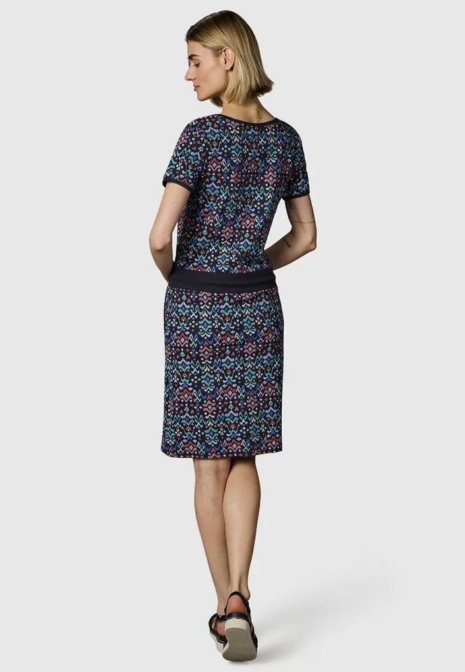 ragwear ragwear Minikleid Baomi Print YOUMODO Gemustertes kurzes Sommerkleid mit Taillenkordel, Blau, – Produktbild 3 von 5