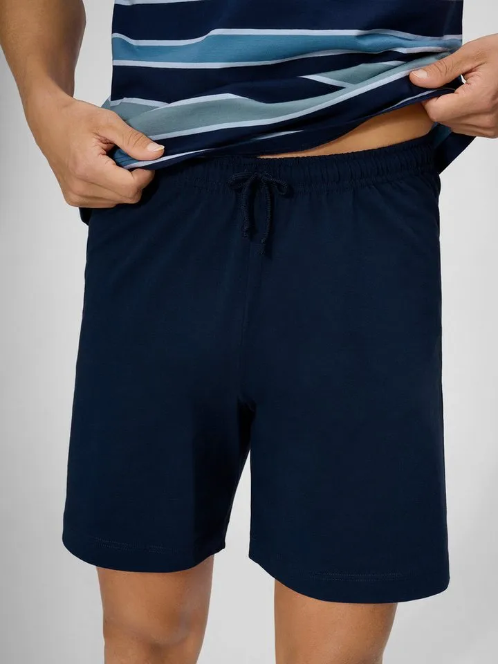 Ammann Ammann Pyjamashorts Org Calgary kurz Schlafshorts, Pyjama Shorts, Nachtshorts, Blau, – Produktbild 3 von 5
