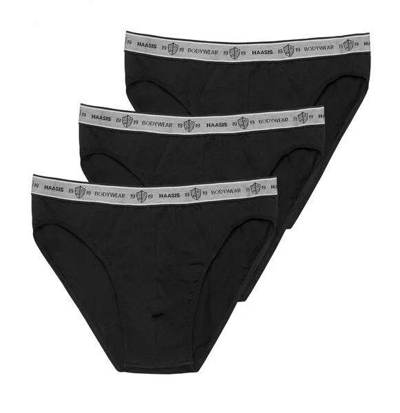 Haasis Bodywear Haasis Bodywear Herren Slip ohne Eingriff Single Jersey 3er Pack,Bio Baumwolle/Elasthan, Schwarz, – Produktbild 1 von 4