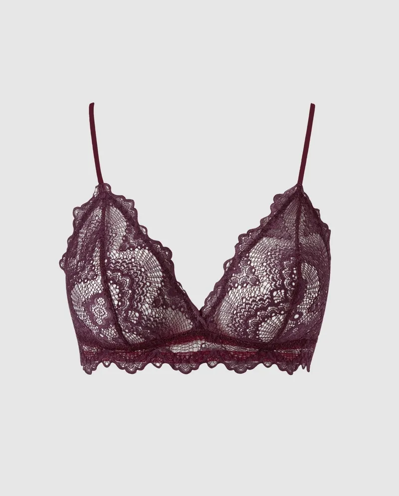 Understatement Understatement Damen vegan Spitze Triangel Bralette Kirsche, Dunkelrot, – Produktbild 1 von 2