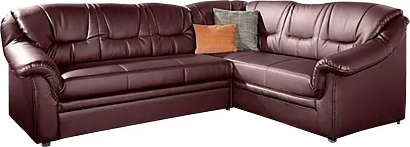 DOMO collection Ecksofa Montana, zeitlose Rückensteppung, bequeme Armlehnen, B.234cm, L-Form, wahlweise mit Bettfunktion, Grau|rot, – Produktbild 3 von 5