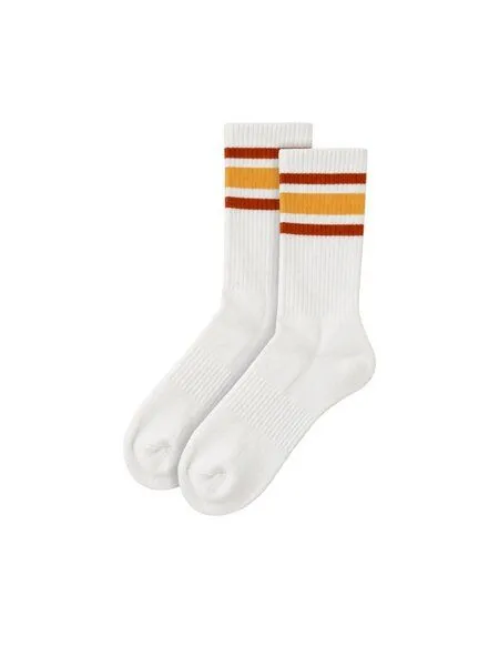 FUXBAU FUXBAU Retro Tennissocken, Creme orange gelb, – Produktbild 2 von 4