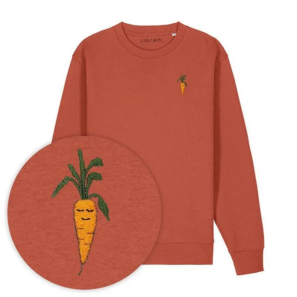 LIGARTI Bestickter Pullover – Karotte – LIGARTI Tiermanufaktur, Terracotta, – Produktbild 1 von 3