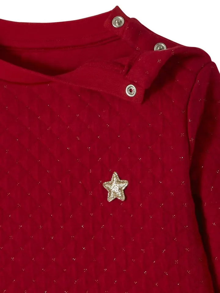 Vertbaudet Vertbaudet Minikleid Festliches Mädchen Kleid, Materialmix, Rot, – Produktbild 3 von 4