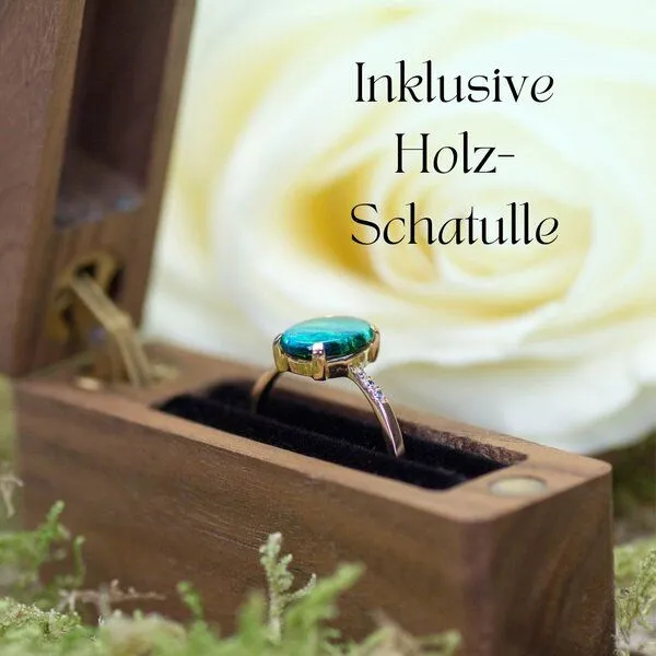 Spirit of Island Spirit of Island Gold Ring | Schwarzer Opal Wellenreiter, Blau, – Produktbild 3 von 4