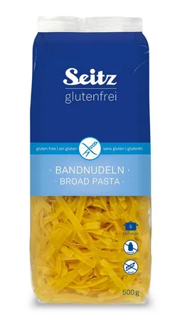 Seitz glutenfrei Nudeln, Seitz Glutenfreie Bandnudeln Broad Pasta ohne Eier Beutel 500g – Produktbild 1 von 1