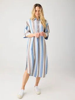 KnowledgeCotton Apparel KnowledgeCotton Apparel Kurzarm-Blusenkleid mit Struktur aus Bio-Baumwolle – Produktbild 1 von 1