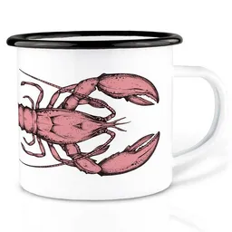 LIGARTI Emailletasse »Hummer« von LIGARTI | 300 oder 500 ml | handveredelt in Deutschland | Cup, Kaffeetasse, Emaillebecher, Camping Becher – Produktbild 1 von 1