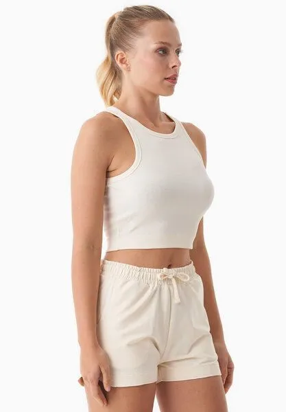 ORGANICATION ORGANICATION SONNIA | Cropped Rib Top aus Bio-Baumwolle, Off white, – Produktbild 3 von 4