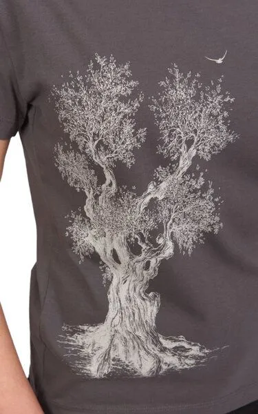 Life-Tree Life-Tree Organic Fairwear Loose Fit Shirt Women Olive Tree, Grau, – Produktbild 4 von 4