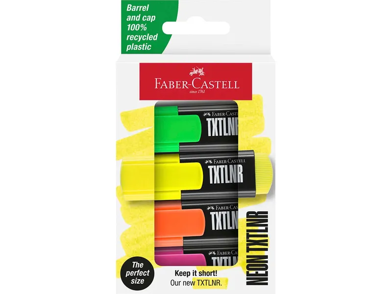 Faber-Castell Faber-Castell 4er-Set Mini-Textmarker "TXTLNR", neon – Produktbild 2 von 3
