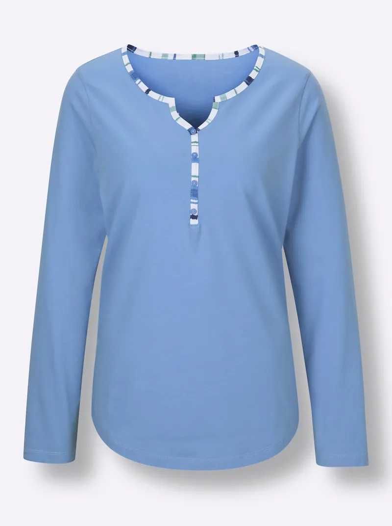 wäschepur Schlafanzugshirt himmelblau, Himmelblau, – Produktbild 2 von 2