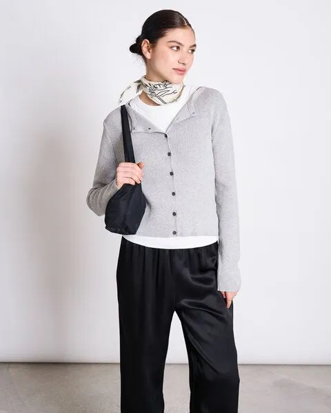 JAN N JUNE JAN N JUNE Crewneck Cardigan aus Baumwolle GLIMT GOTS, Hellgrau, – Produktbild 1 von 3