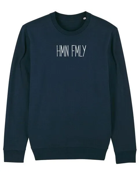 Human Family Human Family Bio Unisex Rundhals-Sweatshirt - "HMN FMLY", Navy, – Produktbild 1 von 3