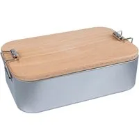 Lunchbox '2in1' aus Weißblech mit Buchenholzdeckel – Produktbild 1 von 1