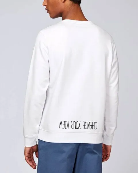 Human Family Human Family Bio Unisex Rundhals-Sweatshirt - "Change your view", Weiss, – Produktbild 2 von 4