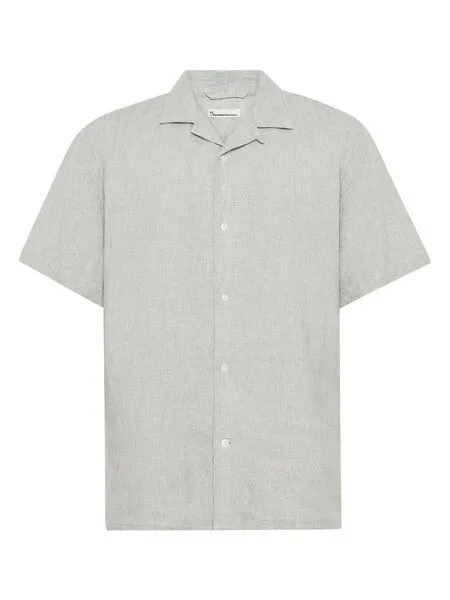 KnowledgeCotton Apparel KnowledgeCotton Apparel Leinenhemd Box Fit - Short Sleeve - aus Bio-Leinen, Grau (yarndyed-ultimate-grey), – Produktbild 1 von 2