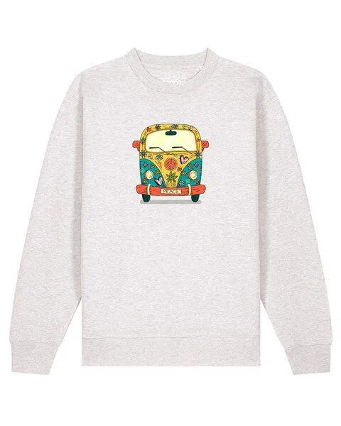 watapparel watapparel Sweatshirt Unisex Hippies Bus, Cool heather grey, – Produktbild 1 von 2
